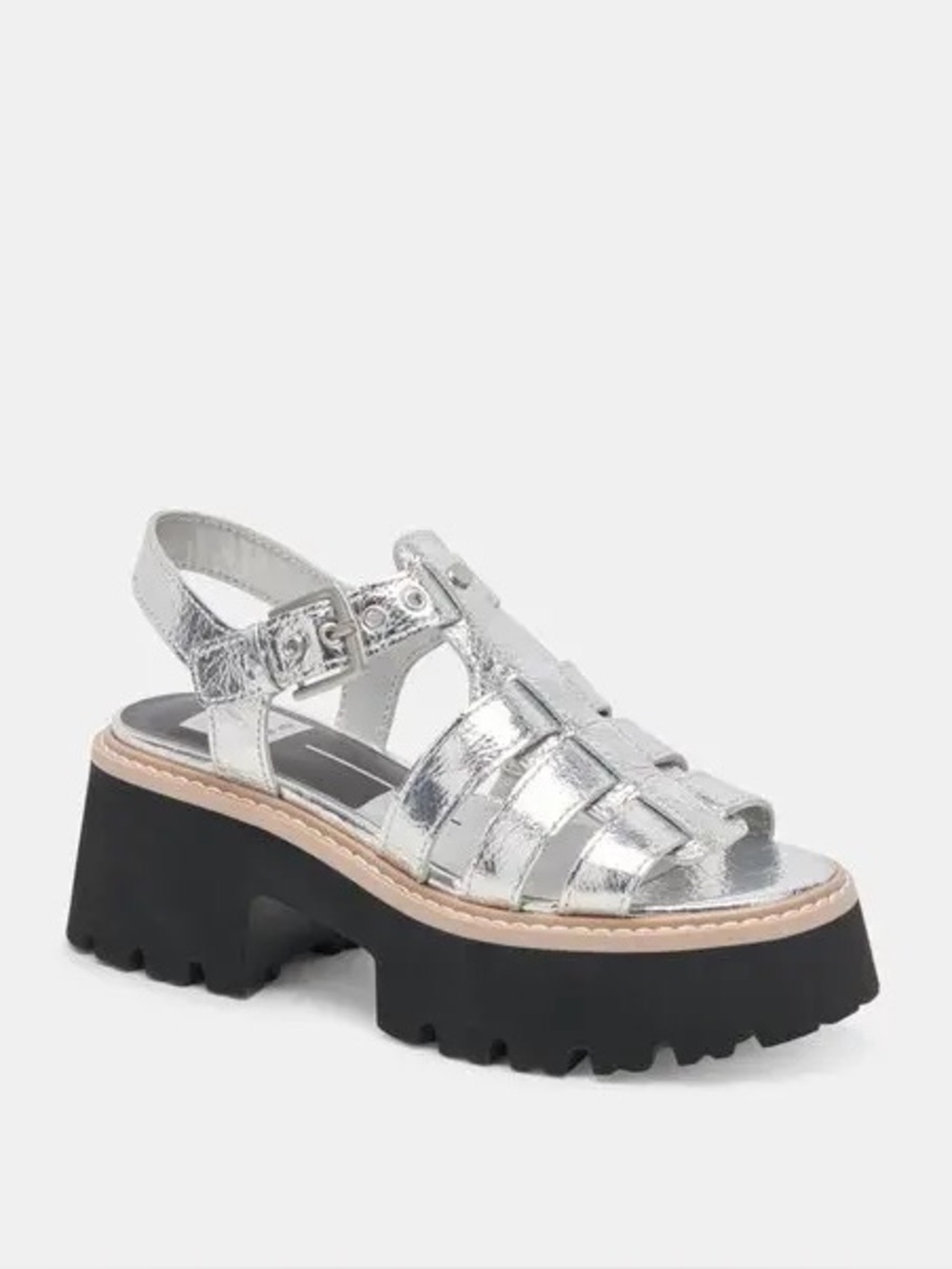 Dolce Vita Latice Sandal in Silver Metallic Platform Fisherman - Size 8.5